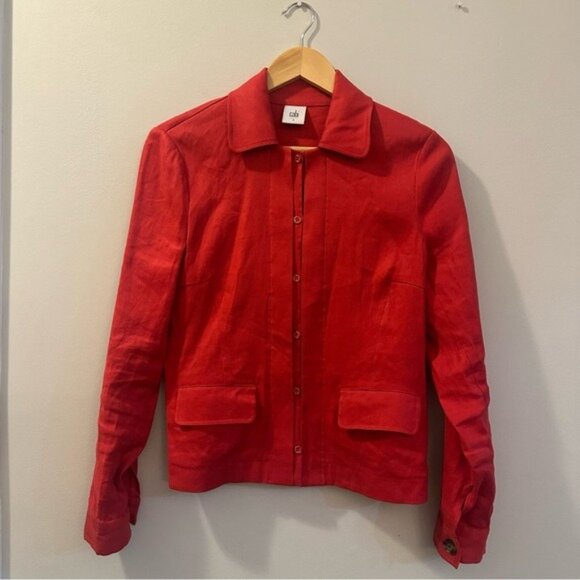 Cabi Quiet Luxury Red Button Front Jacket Minimalist Tailored Blazer Sz S #5472 - Picture 4 of 11